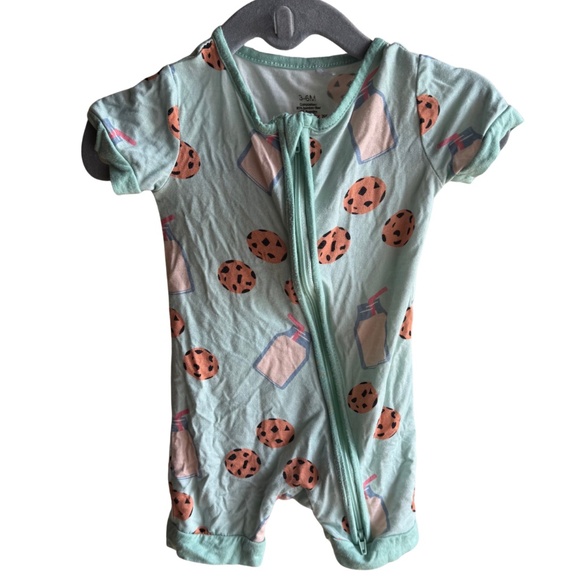 Cookies & Milk teal shorty Bamboo Romper - Picture 1 of 2